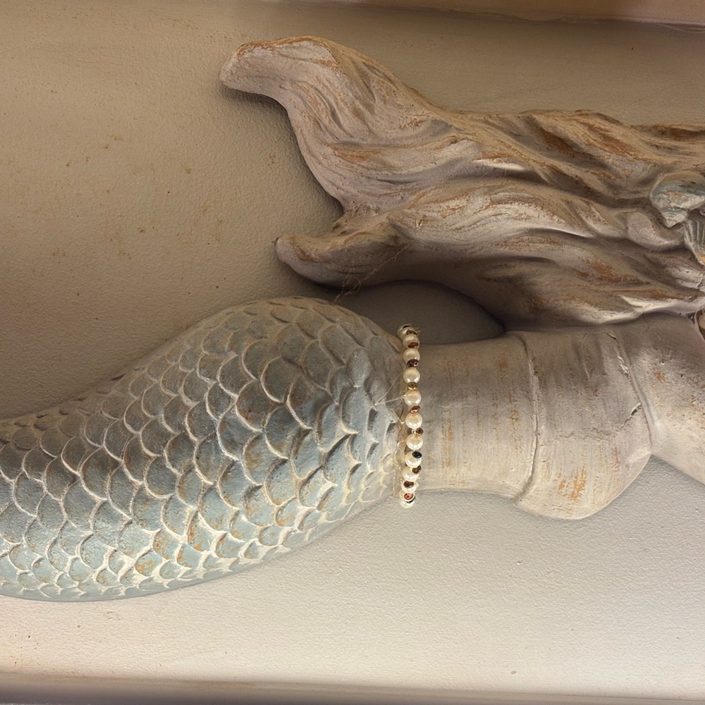 Huge MERMAID SCULPTURE 25x10 with pearls starfish jewelry - Picture 3 of 16
